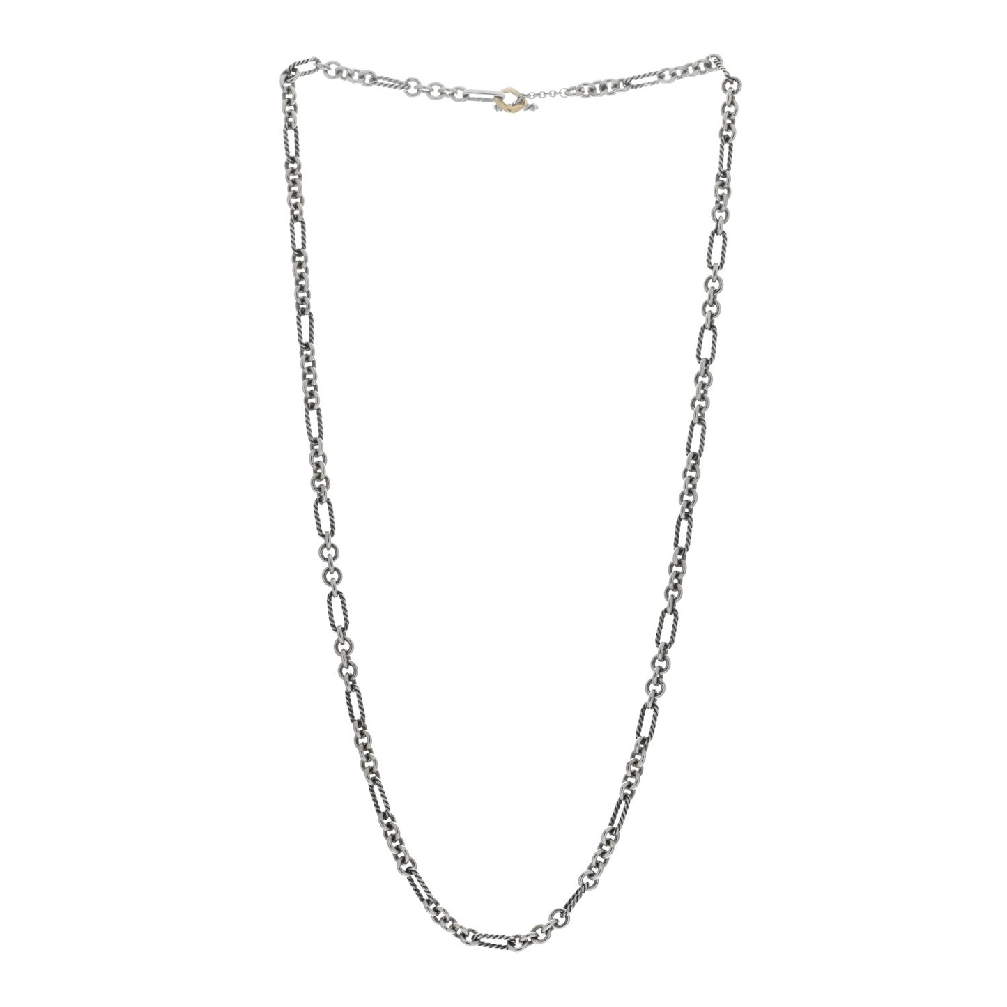 DAVID YURMAN Sterling Silver 18K Yellow Gold Figaro Chain Link Necklace