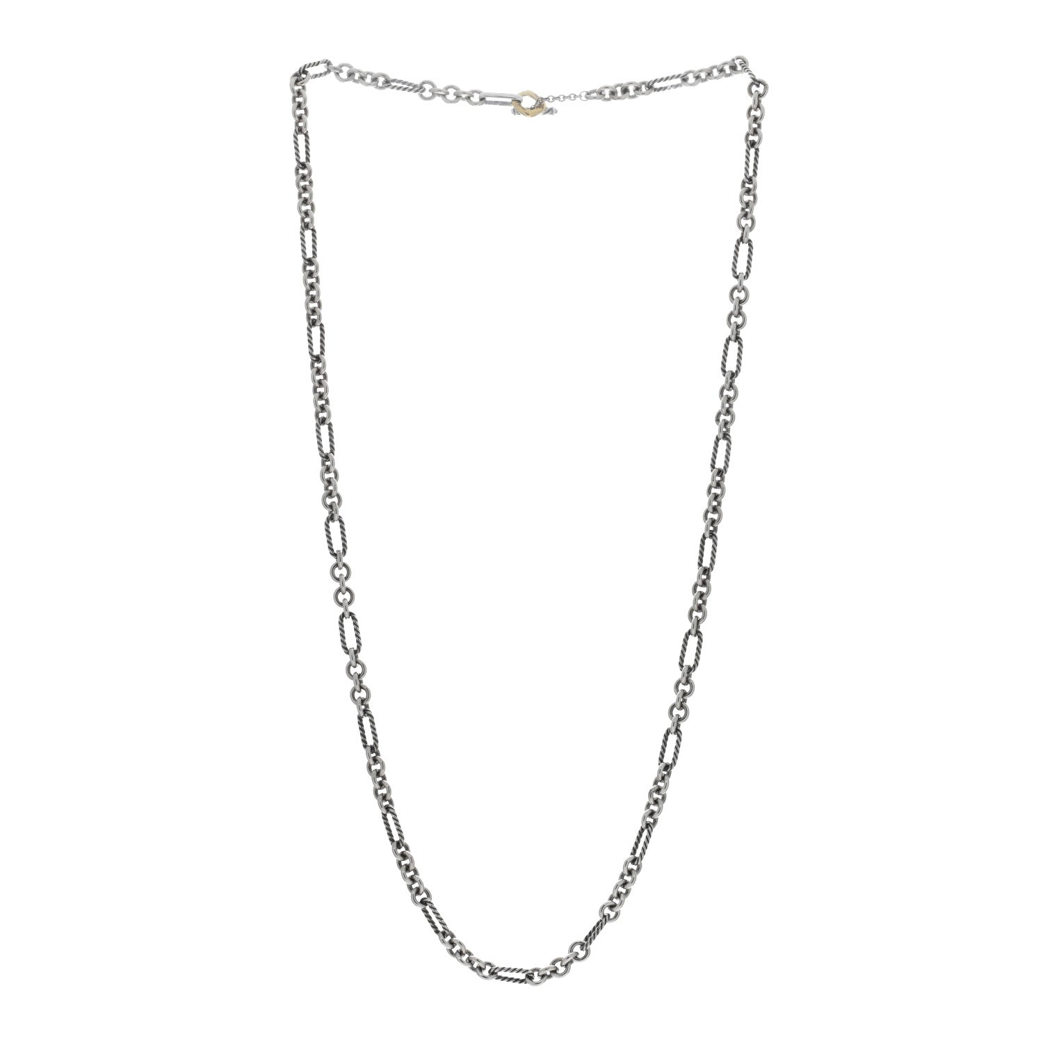 David Yurman DAVID YURMAN Sterling Silver 18K Yellow Gold Figaro Chain Link Necklace 3 of 4