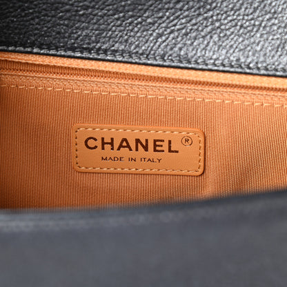 Chanel Metallic Calfskin Quilted New Medium Boy Flap Dark Grey 6 of 10
