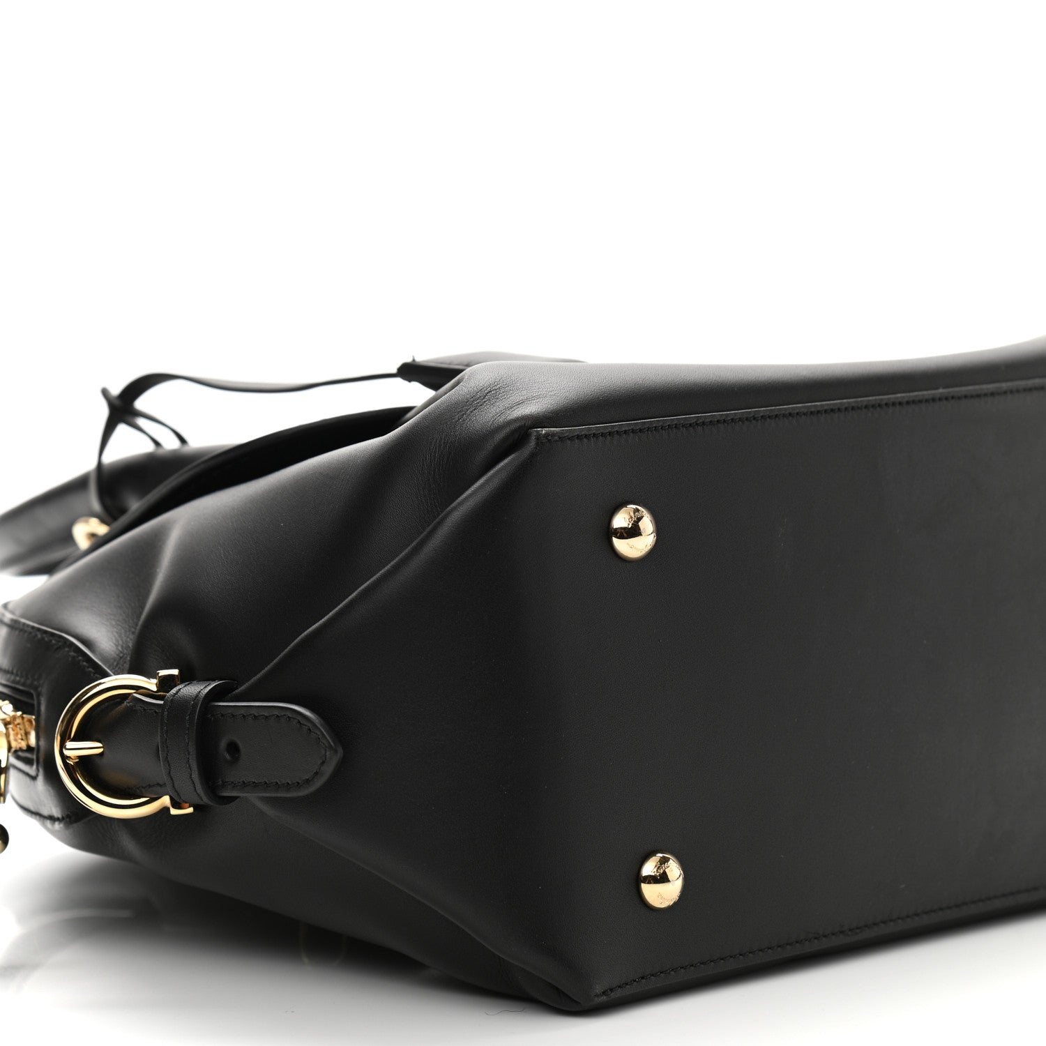 Salvatore Ferragamo Calfskin Fiamma Bag Black 8 of 11