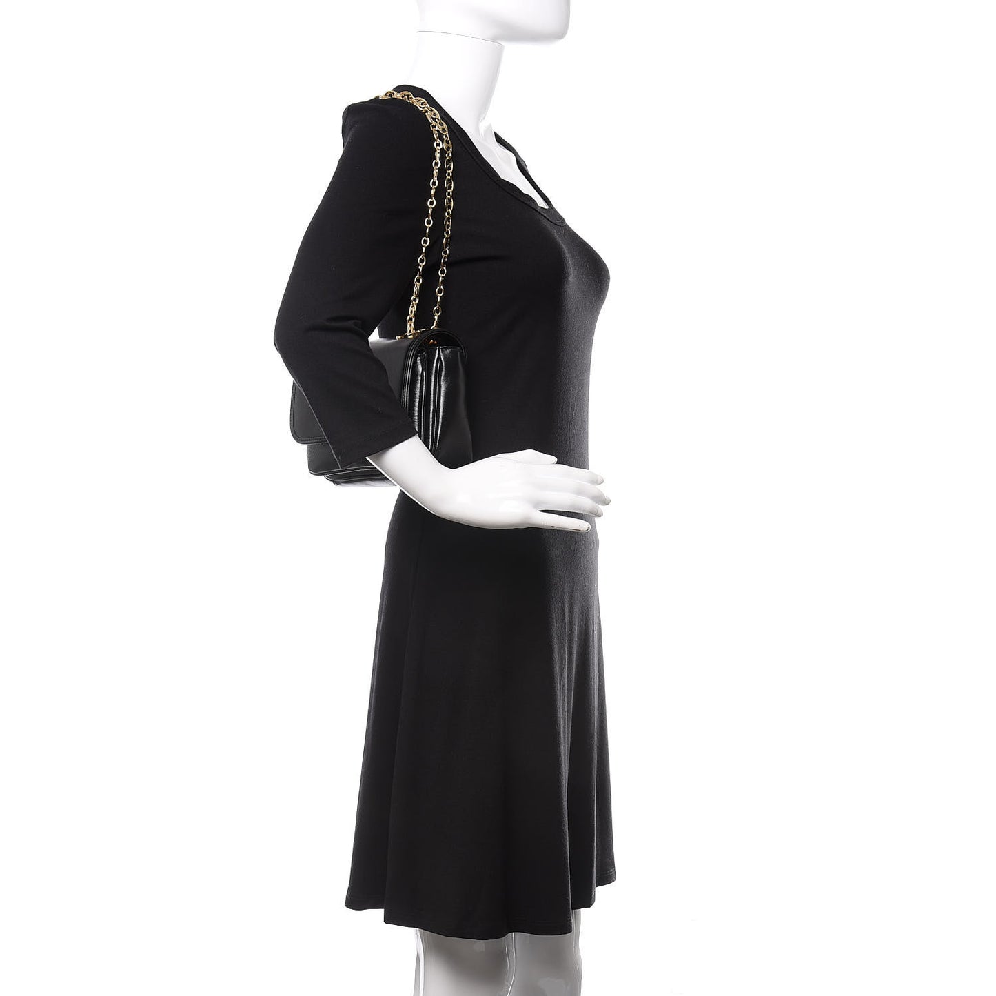 Azalea Calfskin Mini Marina Chain Shoulder Bag Black