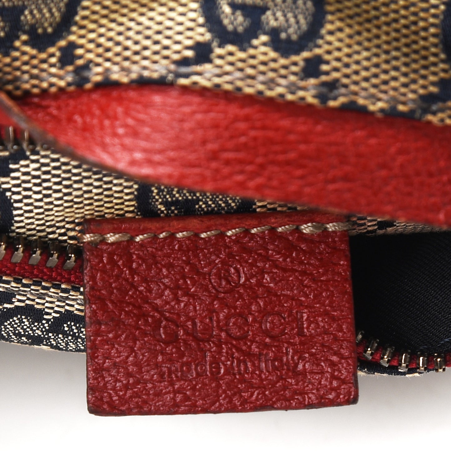 GG Monogram Web Double Pocket Belt Bag Navy Red