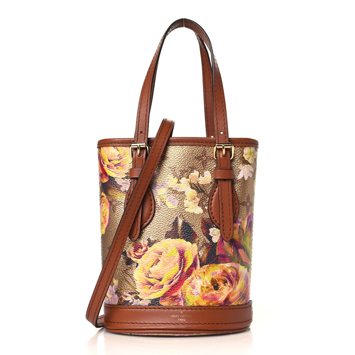 Metallic Monogram LV Garden Nano Bucket Bag Gold
