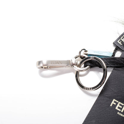 Fendi Cuoio Romano Goat Fox Fur Metal Stitch Triangle Monster Eyes Cube Bag Charm Black White 3 of 5