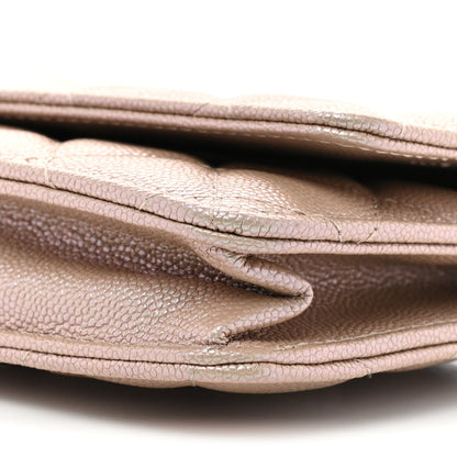 Chanel Iridescent Caviar Quilted Wallet on Chain WOC Beige 10 of 14