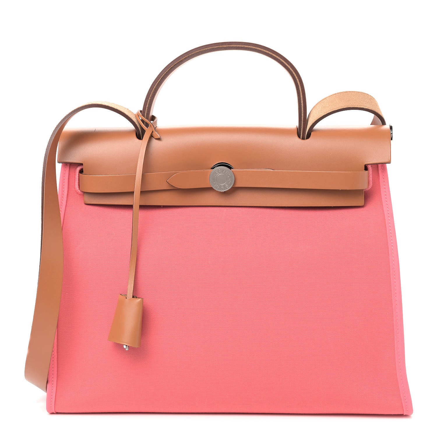 Hermes Vache Hunter Toile Herbag Zip 31 PM Rose Azalee Natural 3 of 10