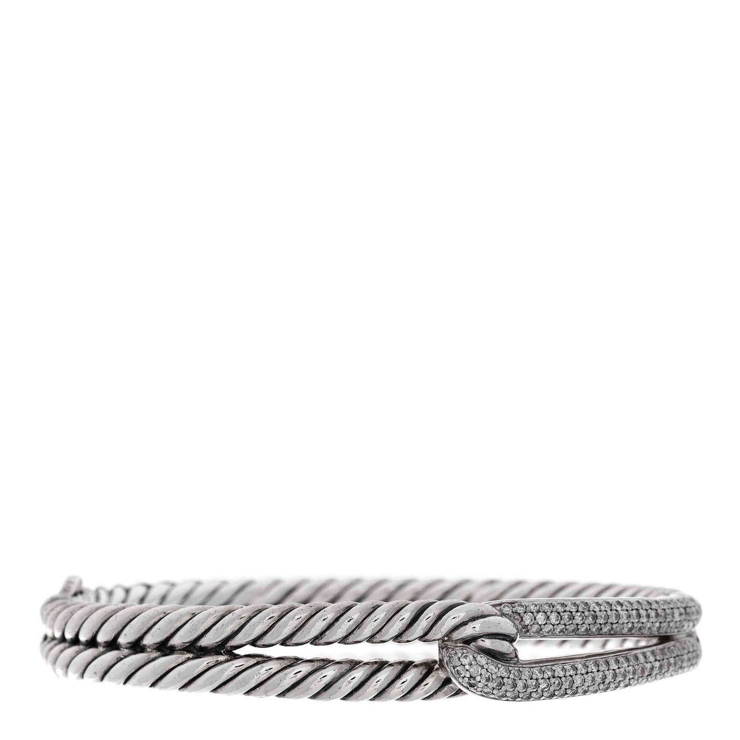 Sterling Silver Diamond Pave 10mm Single Loop Labyrinth Bracelet