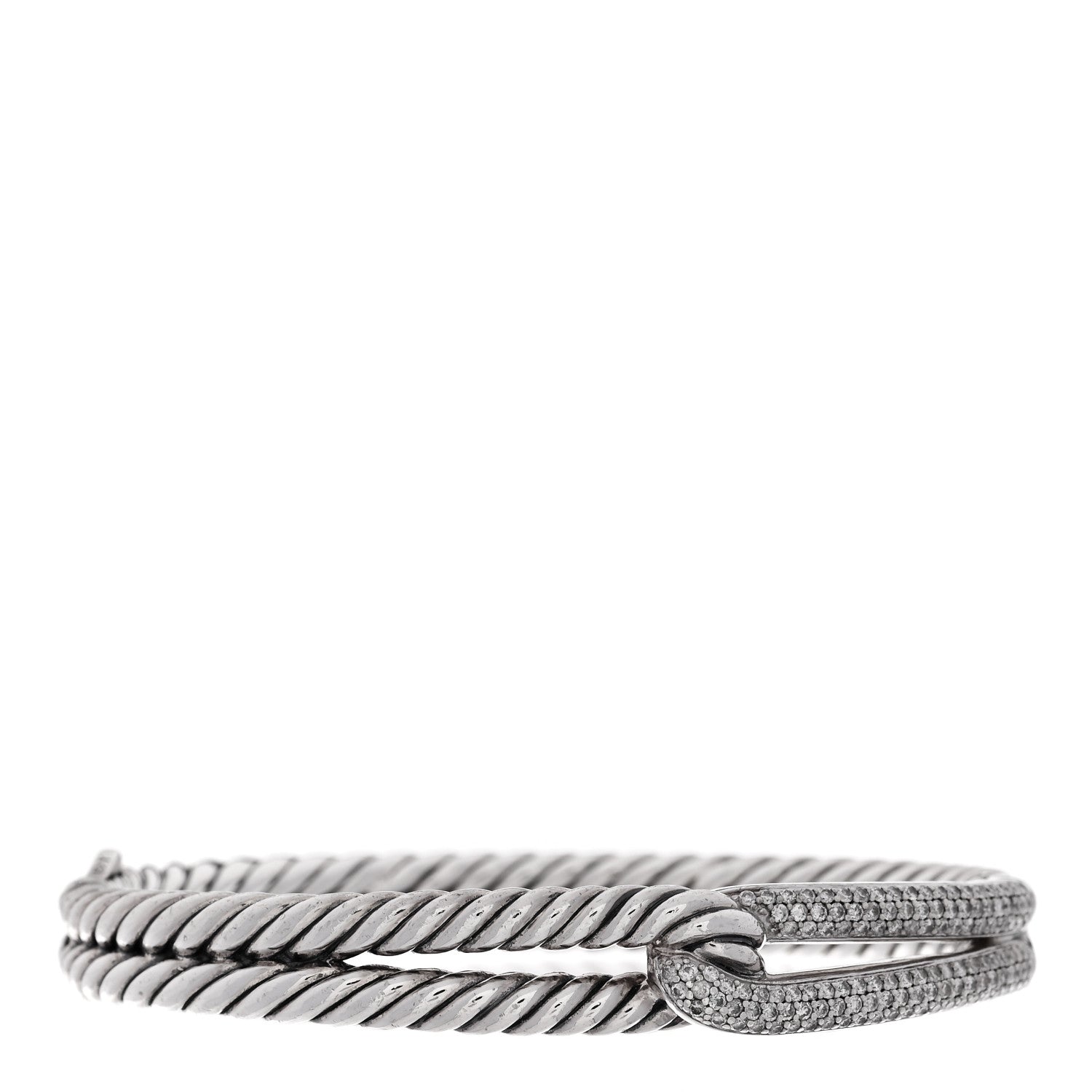 David Yurman Sterling Silver Diamond Pave 10mm Single Loop Labyrinth Bracelet 1 of 3