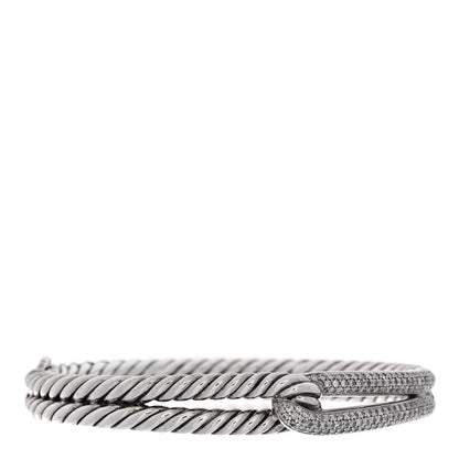 David Yurman Sterling Silver Diamond Pave 10mm Single Loop Labyrinth Bracelet 1 of 3