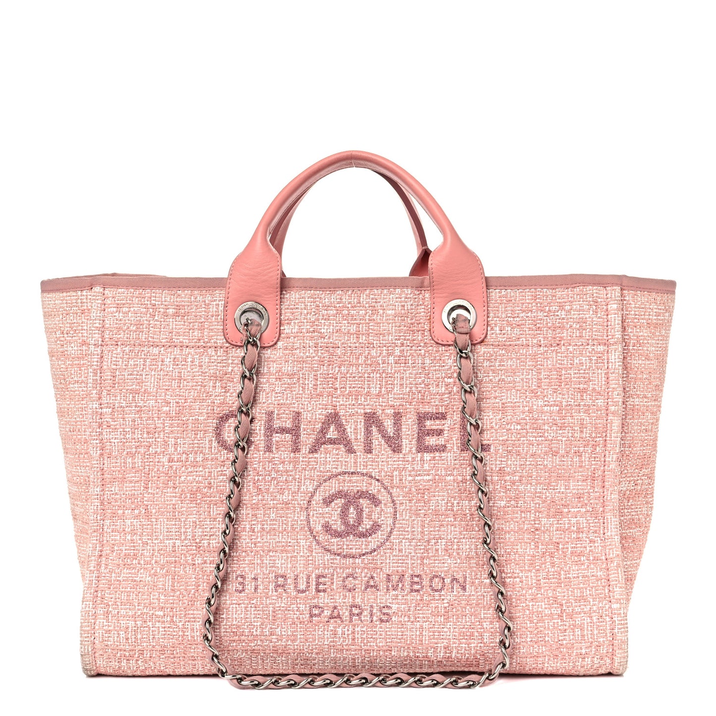 Straw Lurex Large Deauville Tote Pink