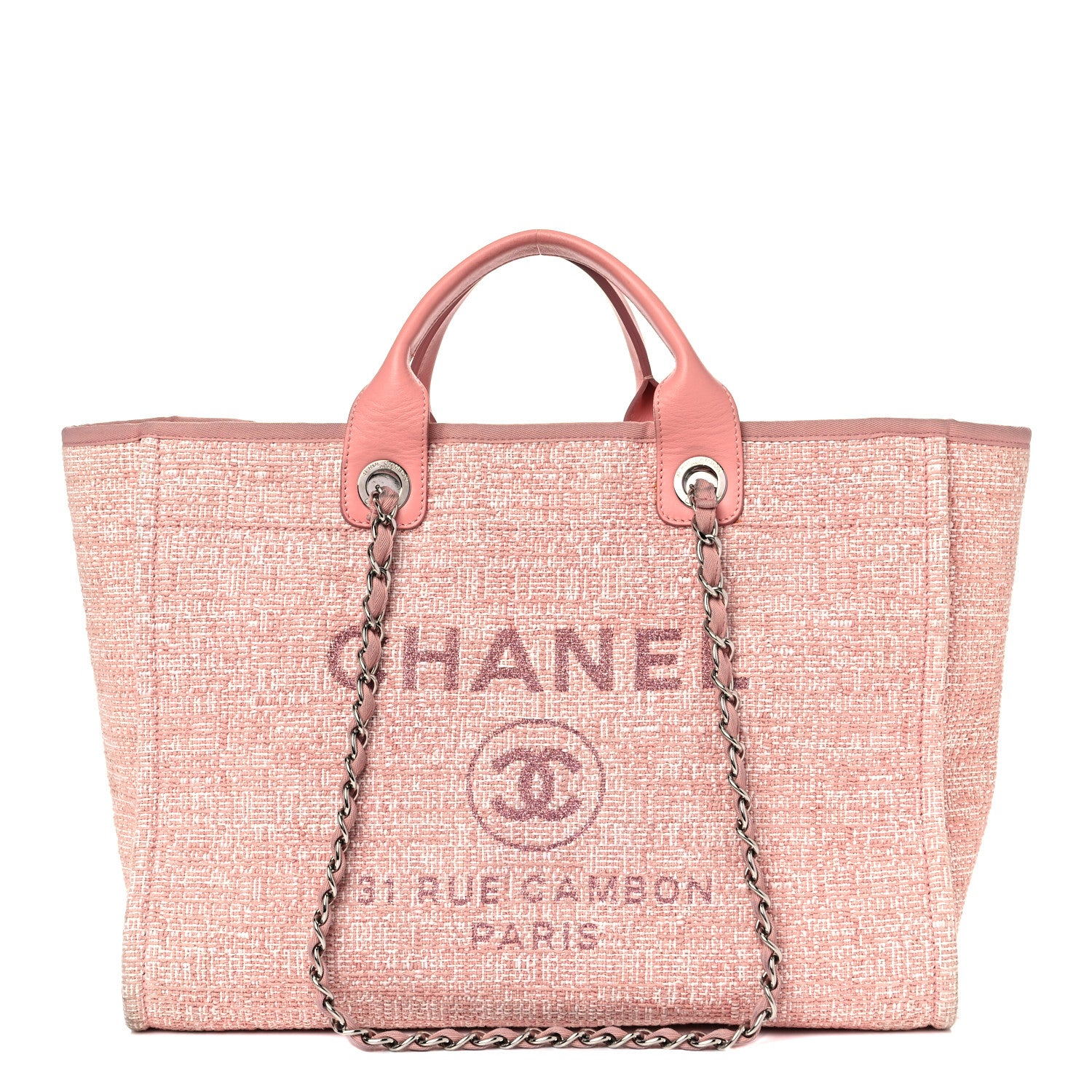 Chanel Straw Lurex Large Deauville Tote Pink 1 of 21