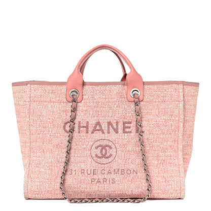 Chanel Straw Lurex Large Deauville Tote Pink 1 of 21
