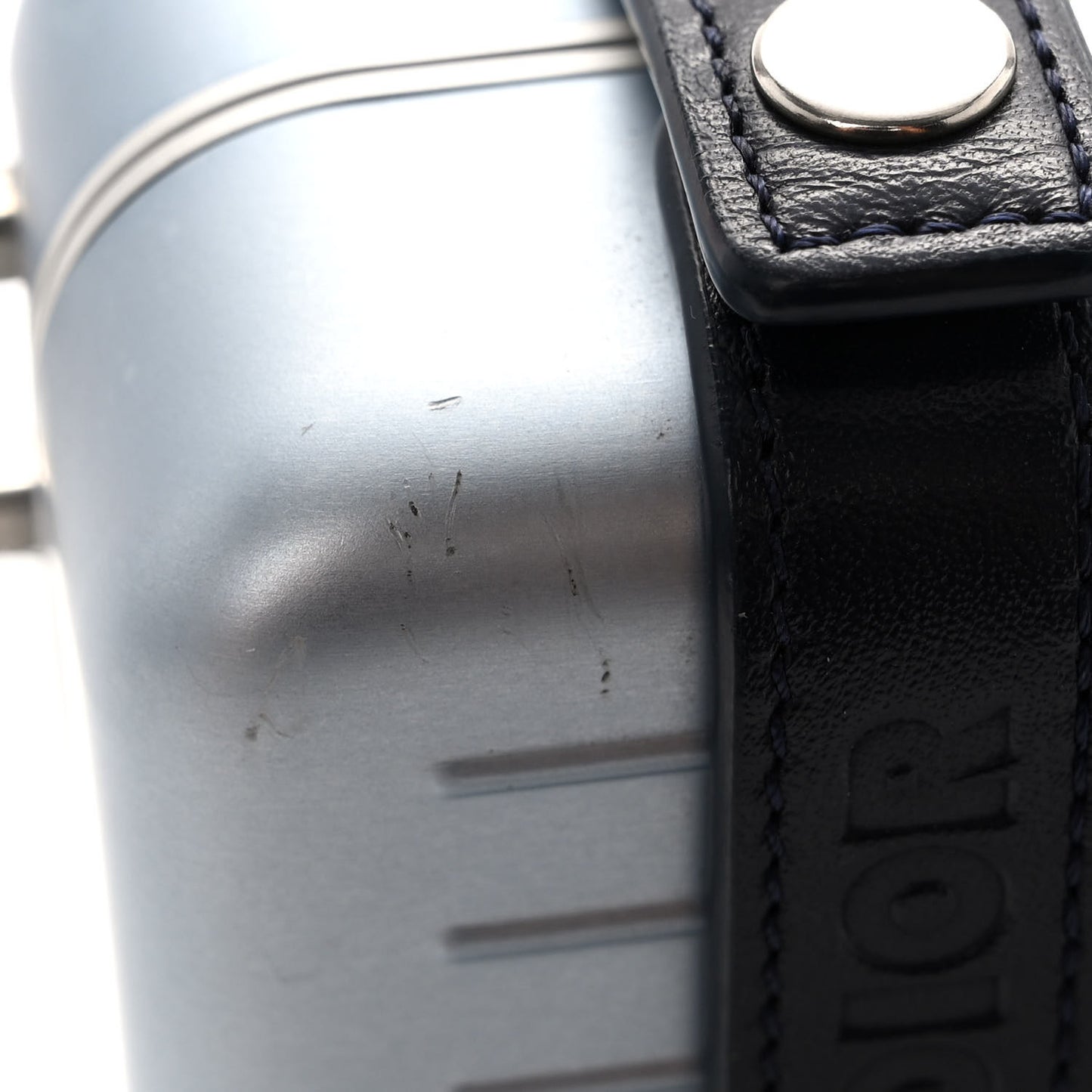 X RIMOWA Aluminum Personal Clutch On Strap Bleu