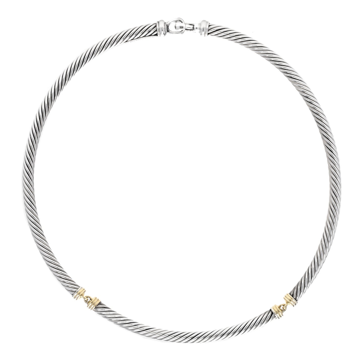 Sterling Silver 14K Yellow Gold Cable Metro Collar Necklace