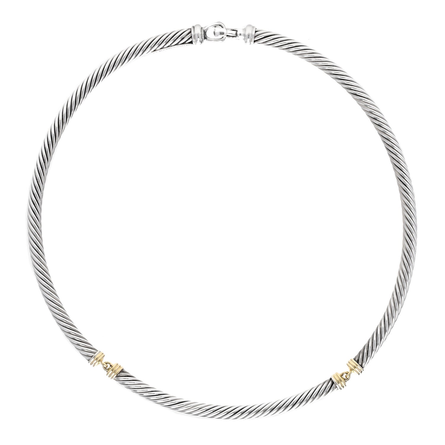 David Yurman Sterling Silver 14K Yellow Gold Cable Metro Collar Necklace 1 of 4