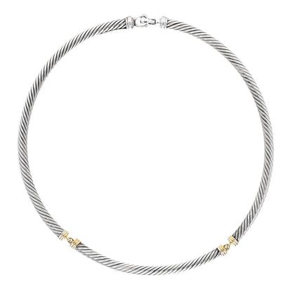David Yurman Sterling Silver 14K Yellow Gold Cable Metro Collar Necklace 1 of 4