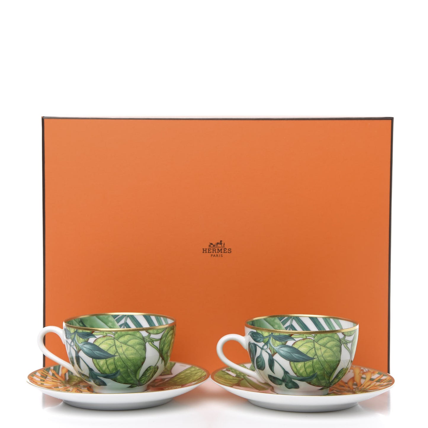 Porcelain Passifolia Tea Cup And Saucer Set Of 2