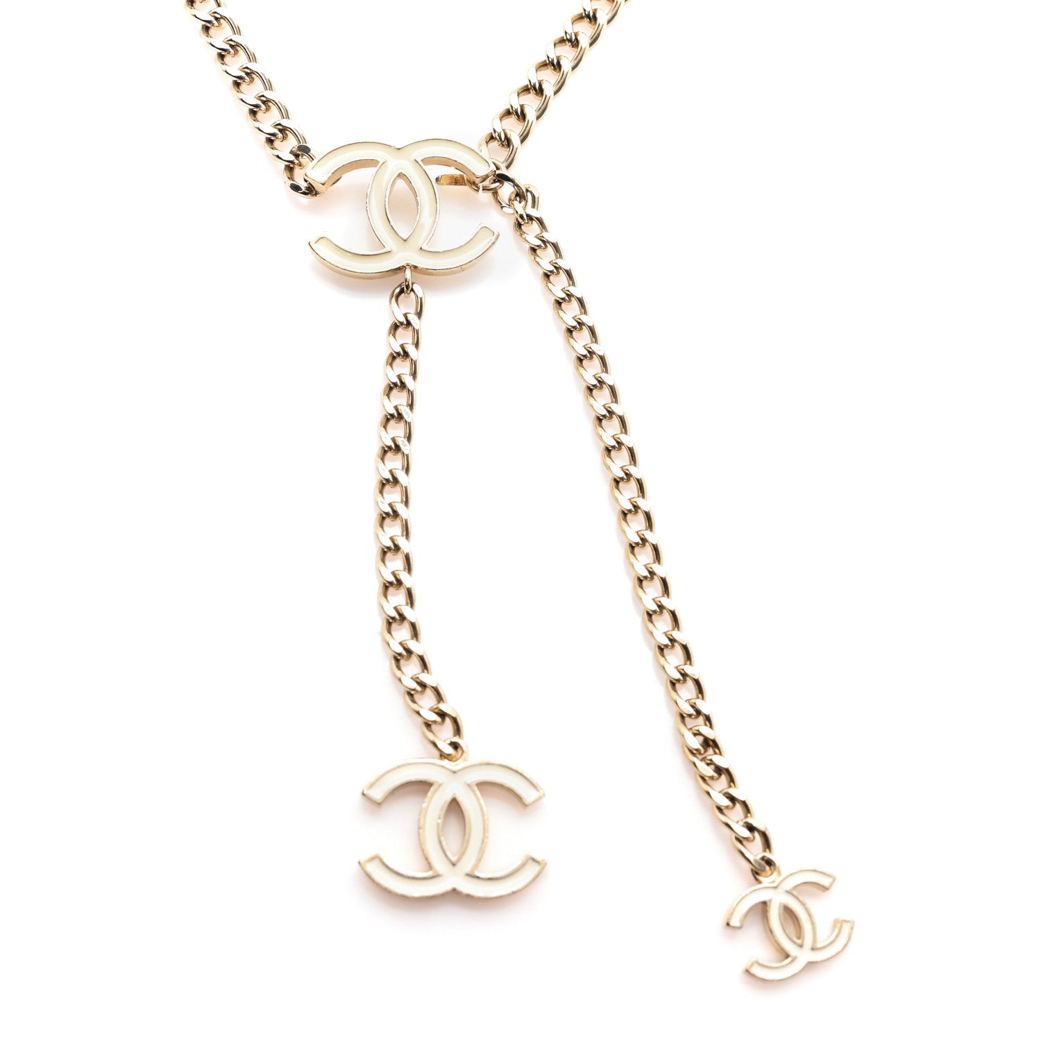 Chanel Enamel CC Chain Logo Belt Gold White 4 of 4