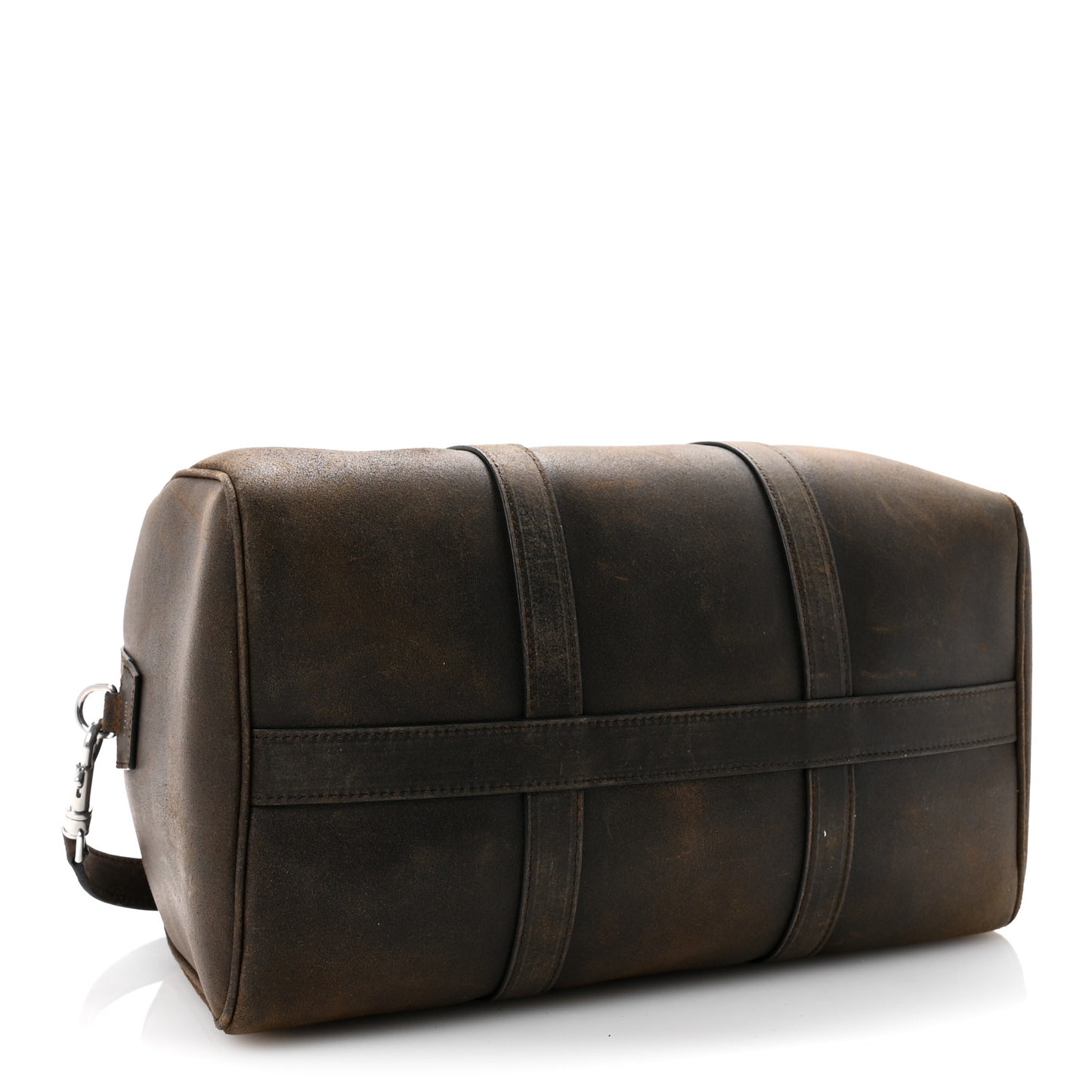 Waxed Suede Calfskin Large Boston Bag Brown