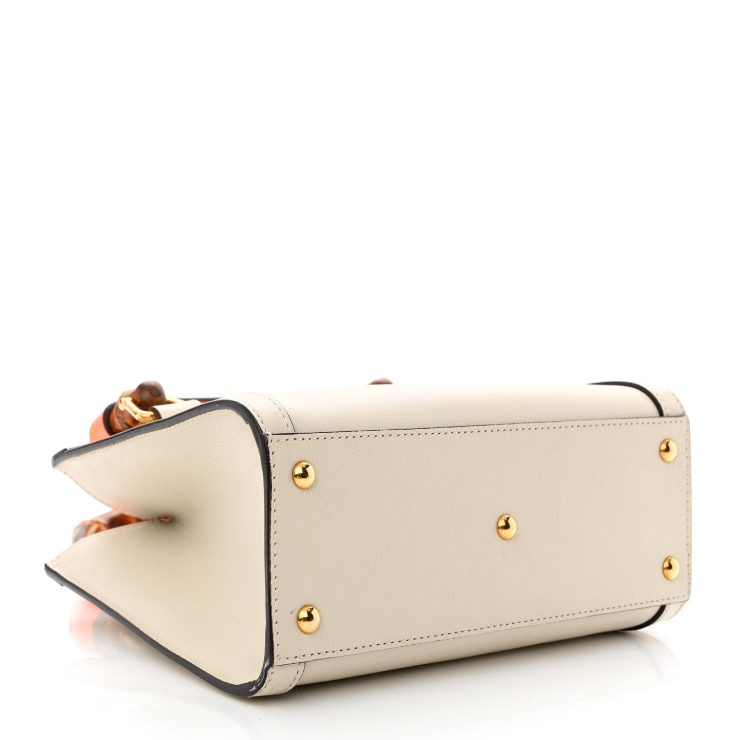 Wonka Grain Calfskin Mini Diana Tote Bag Mystic White Orange Fluo