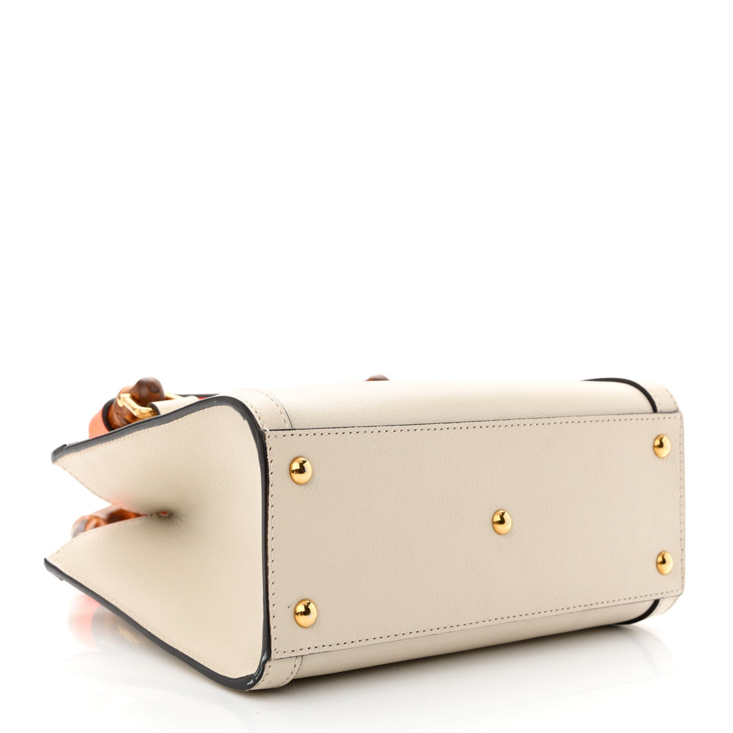 Gucci Wonka Grain Calfskin Mini Diana Tote Bag Mystic White Orange Fluo 4 of 15