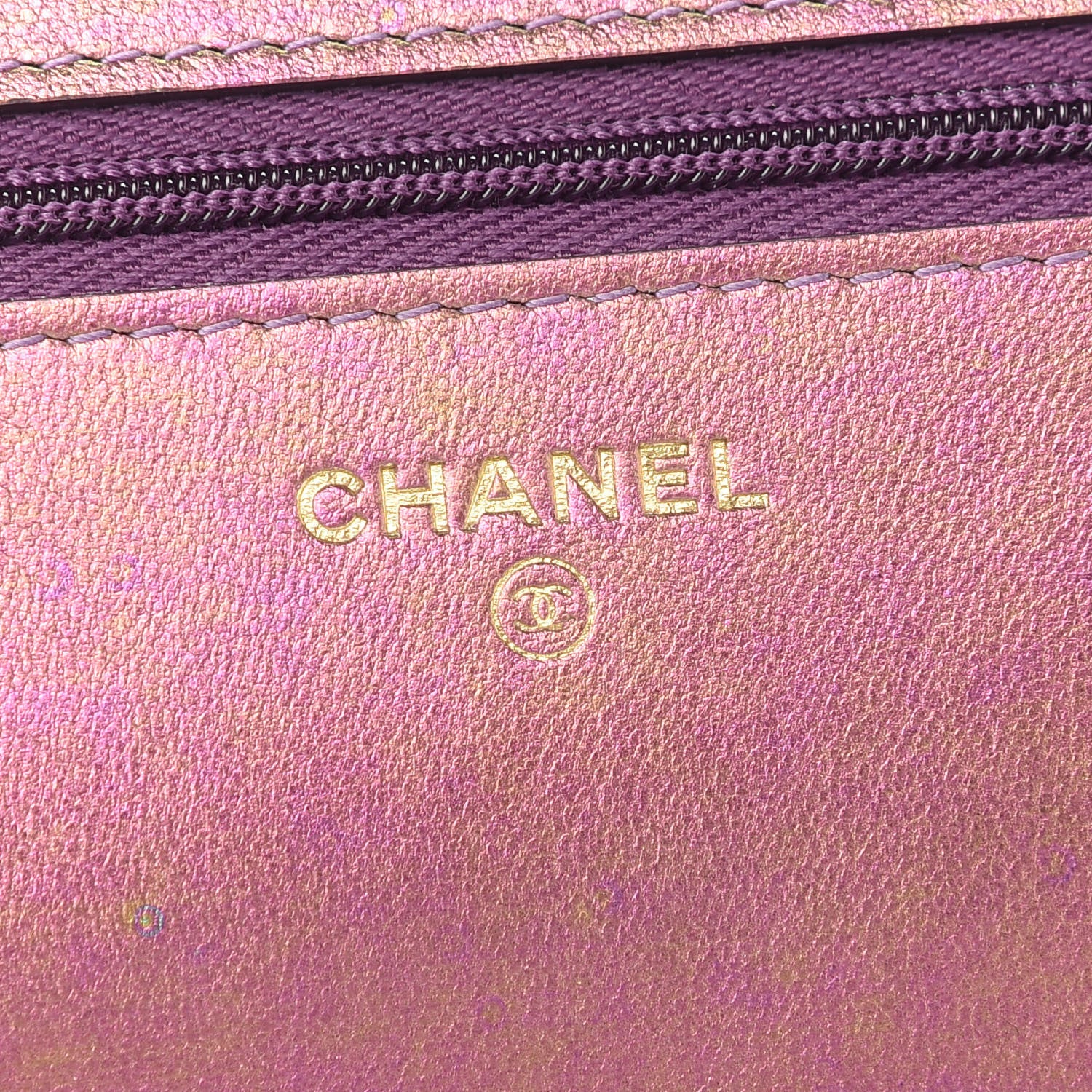 Chanel Iridescent Lambskin Quilted Wallet On Chain WOC Dark Purple 6 of 11