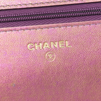 Chanel Iridescent Lambskin Quilted Wallet On Chain WOC Dark Purple 6 of 11