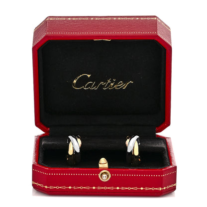 Cartier 18K Pink Yellow White Gold 7.6mm Trinity Hoop Earrings 5 of 5