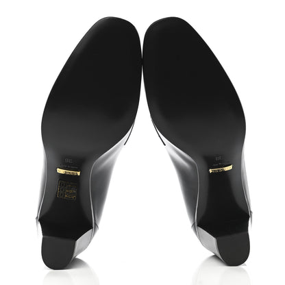 Gucci Calfskin Suede Horsebit Mid Heel Pumps 38 Black 5 of 8