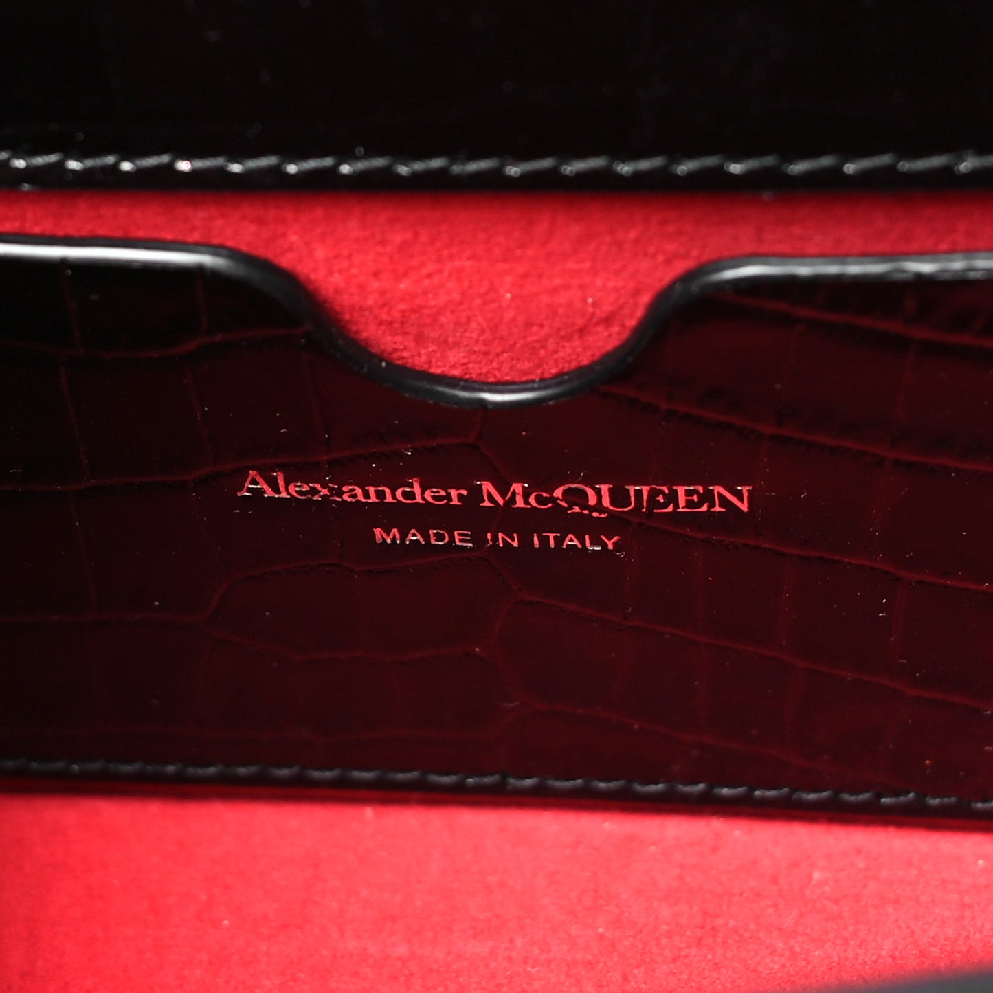 Calfskin Shiny Crocodile Embossed Jeweled Satchel Black