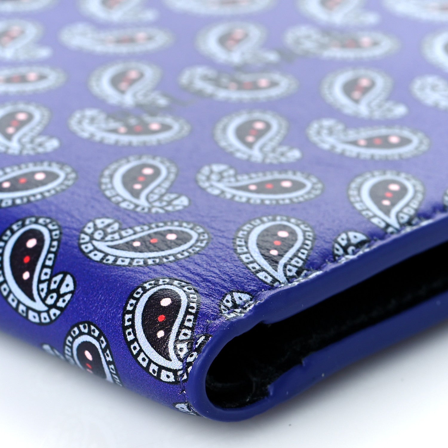Balenciaga Calfskin Logo Paisley Square Bi-Fold Wallet Blue 8 of 11