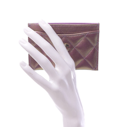 Chanel Iridescent Lambskin Quilted Card Holder Purple 2 of 8