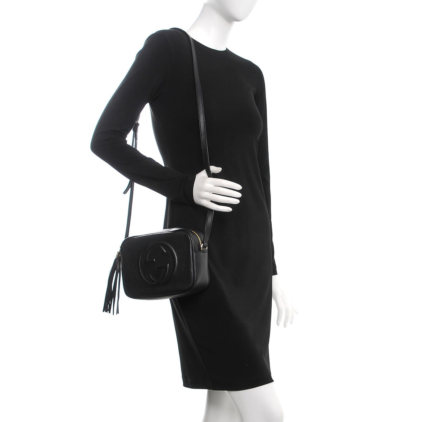 Pebbled Calfskin Small Soho Disco Bag Black