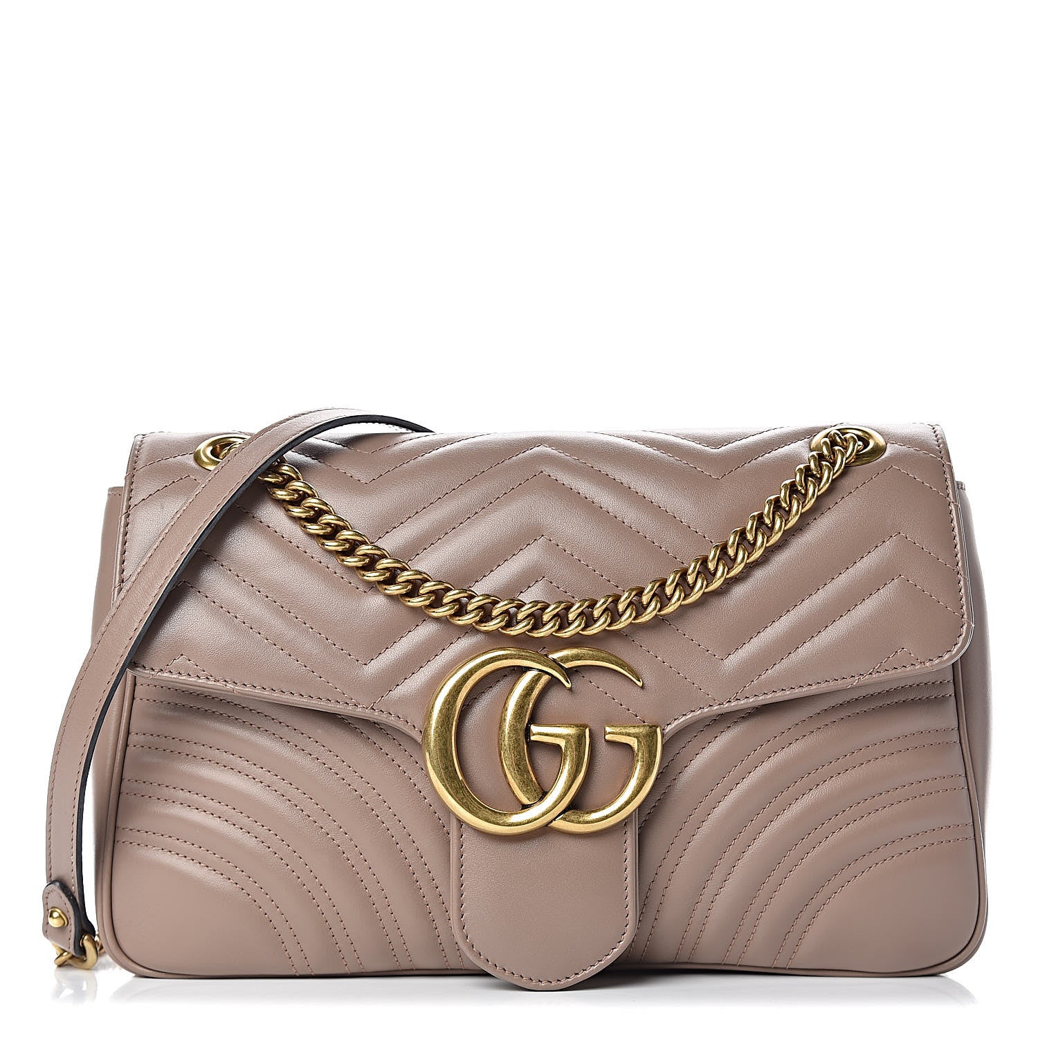 Gucci Calfskin Matelasse Medium GG Marmont Shoulder Bag Porcelain Rose 1 of 12