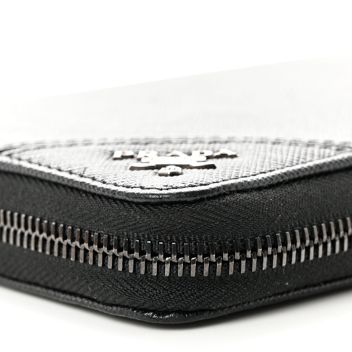Saffiano Metal Large Zip Around Travel Wallet Black