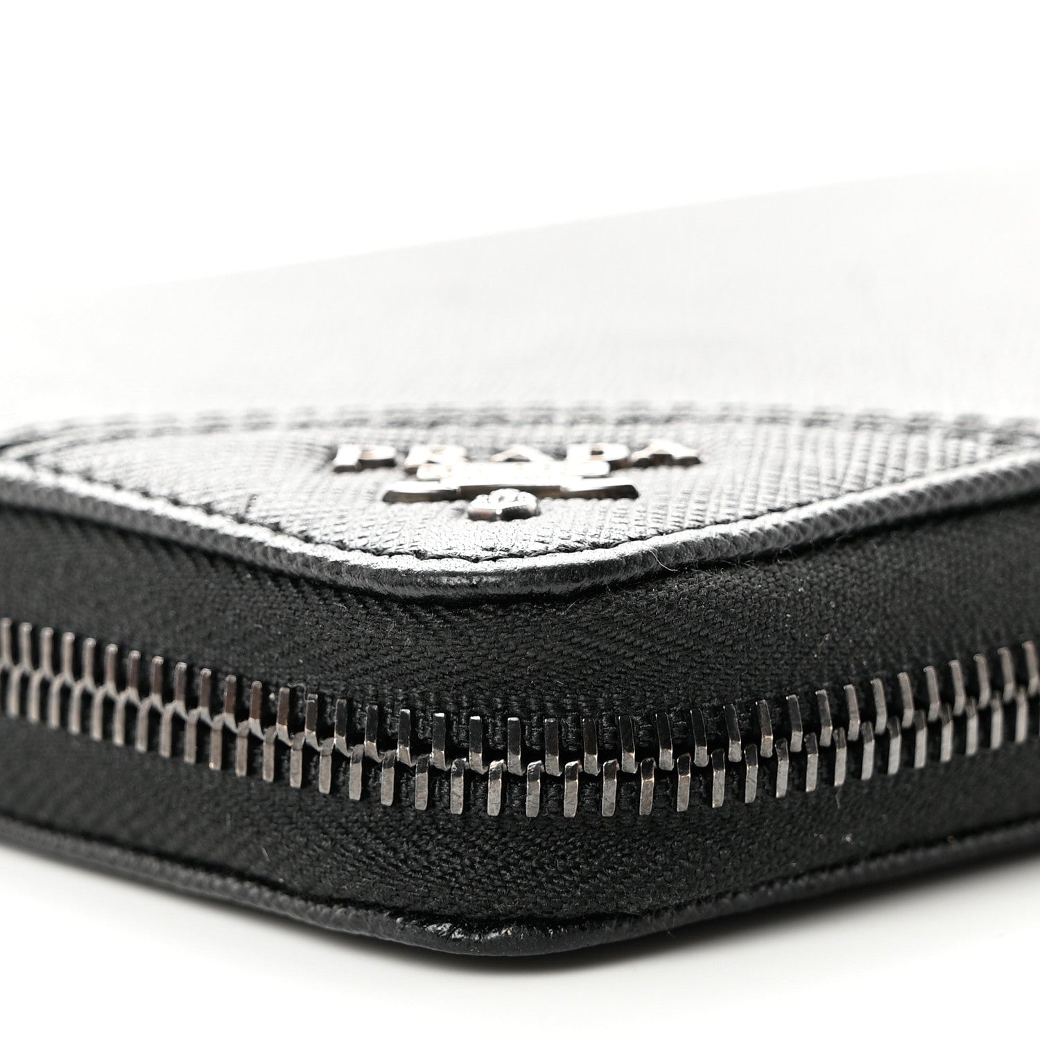 Prada Saffiano Metal Large Zip Around Travel Wallet Black 10 of 10