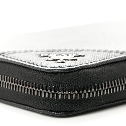 Prada Saffiano Metal Large Zip Around Travel Wallet Black 10 of 10