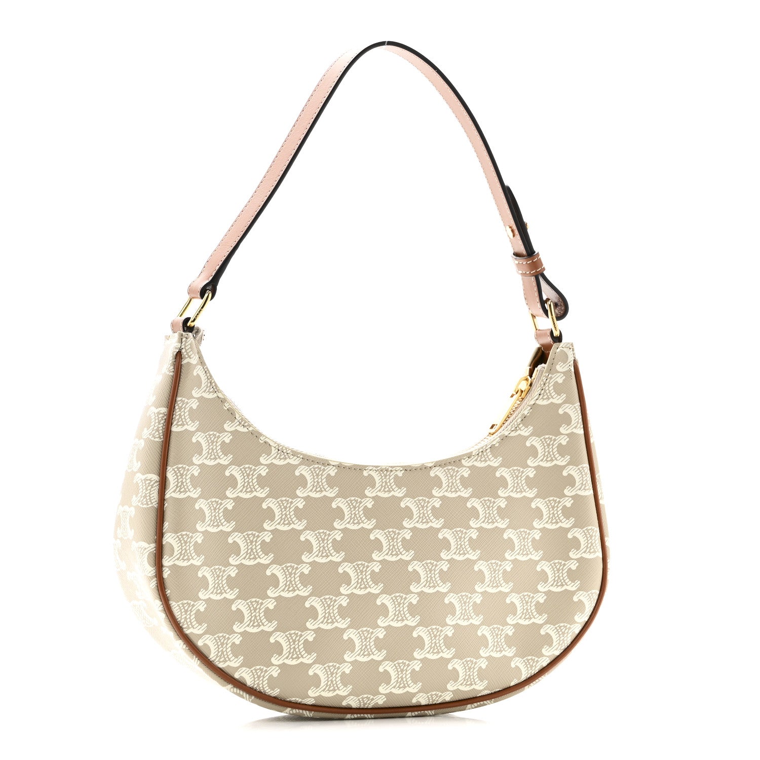 Celine Canvas Calfskin Ava Triomphe Shoulder Bag Grege 3 of 9