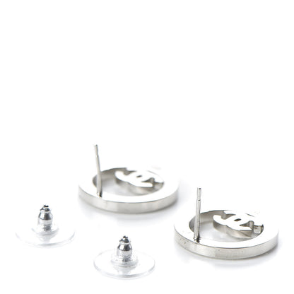 Chanel Crystal CC Round Earrings Silver 3 of 5