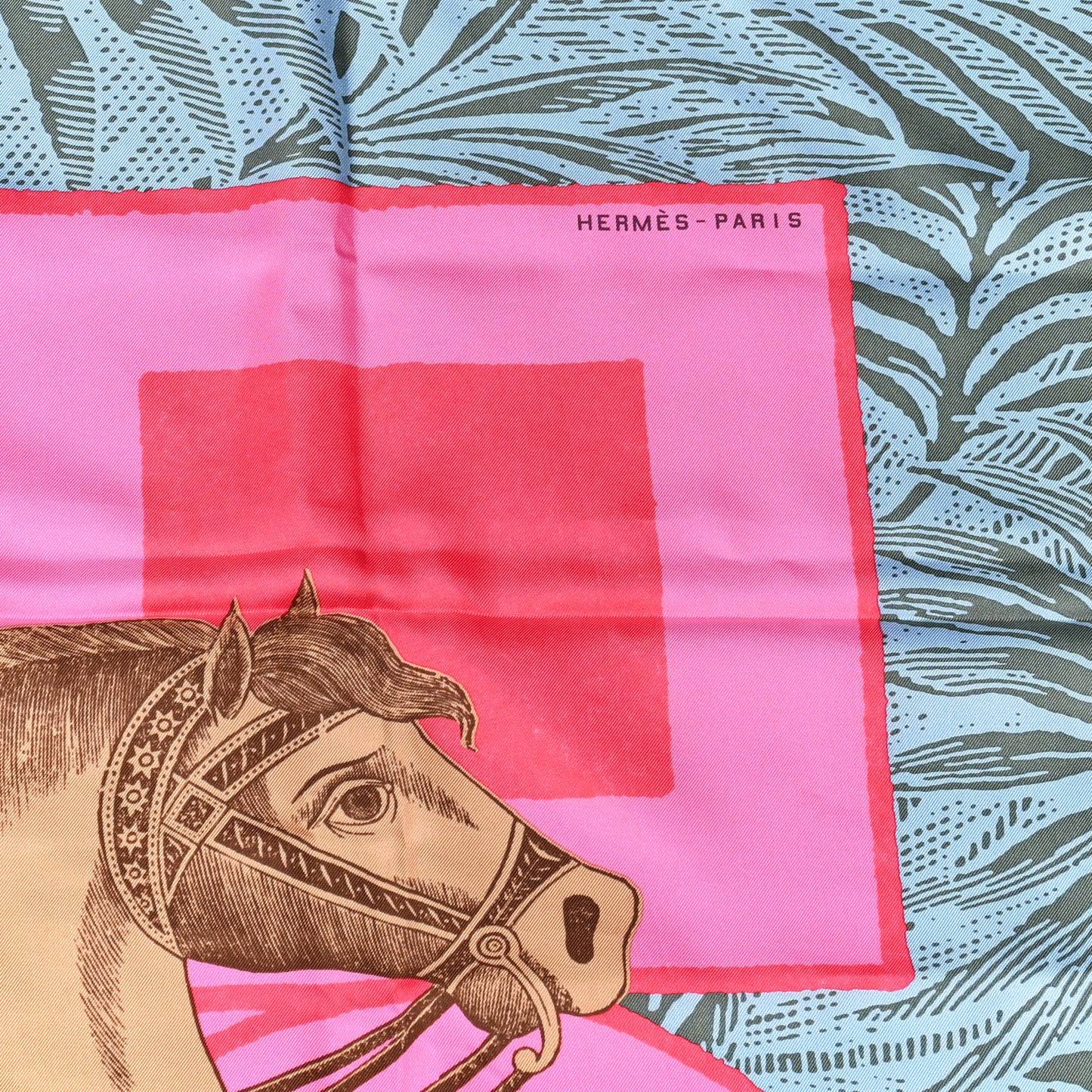 Silk Cavalier En Formes Scarf 90 Rose Vif Bleu Vert
