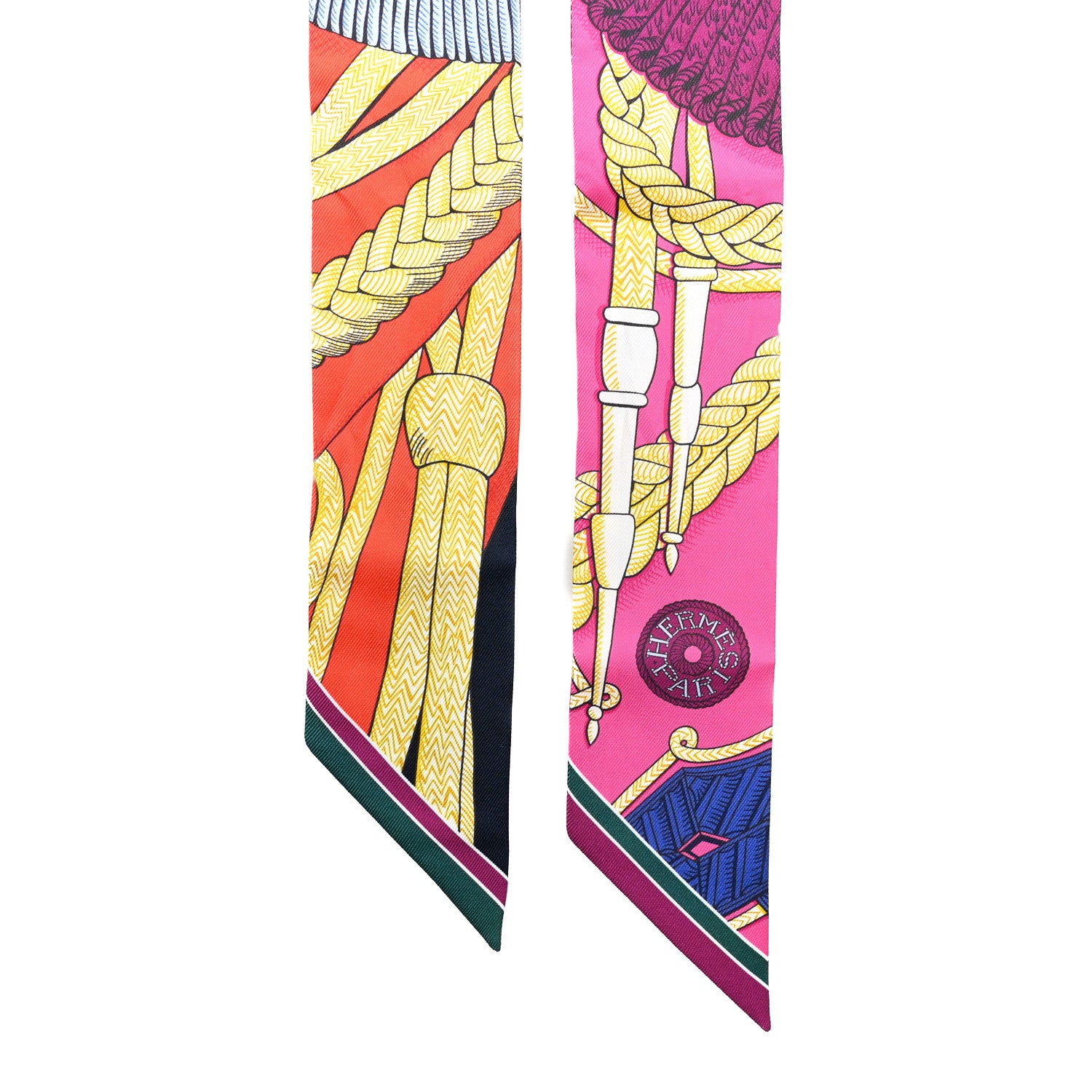 Hermes Silk Zouaves Et Dragons Twilly Rose Orange Multicolor 2 of 4