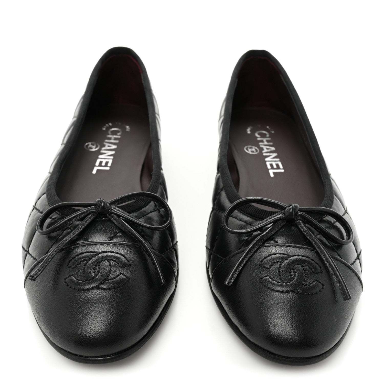 Chanel Aged Calfskin Quilted Cap Toe Ballerina Flats 36.5 Black 2 of 9