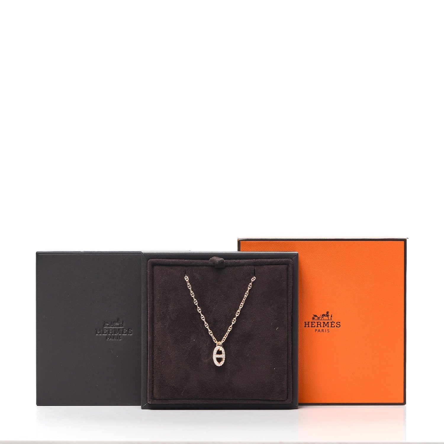 Hermes 18K Rose Gold Diamond PM New Farandole Pendant Necklace SH 6 of 6