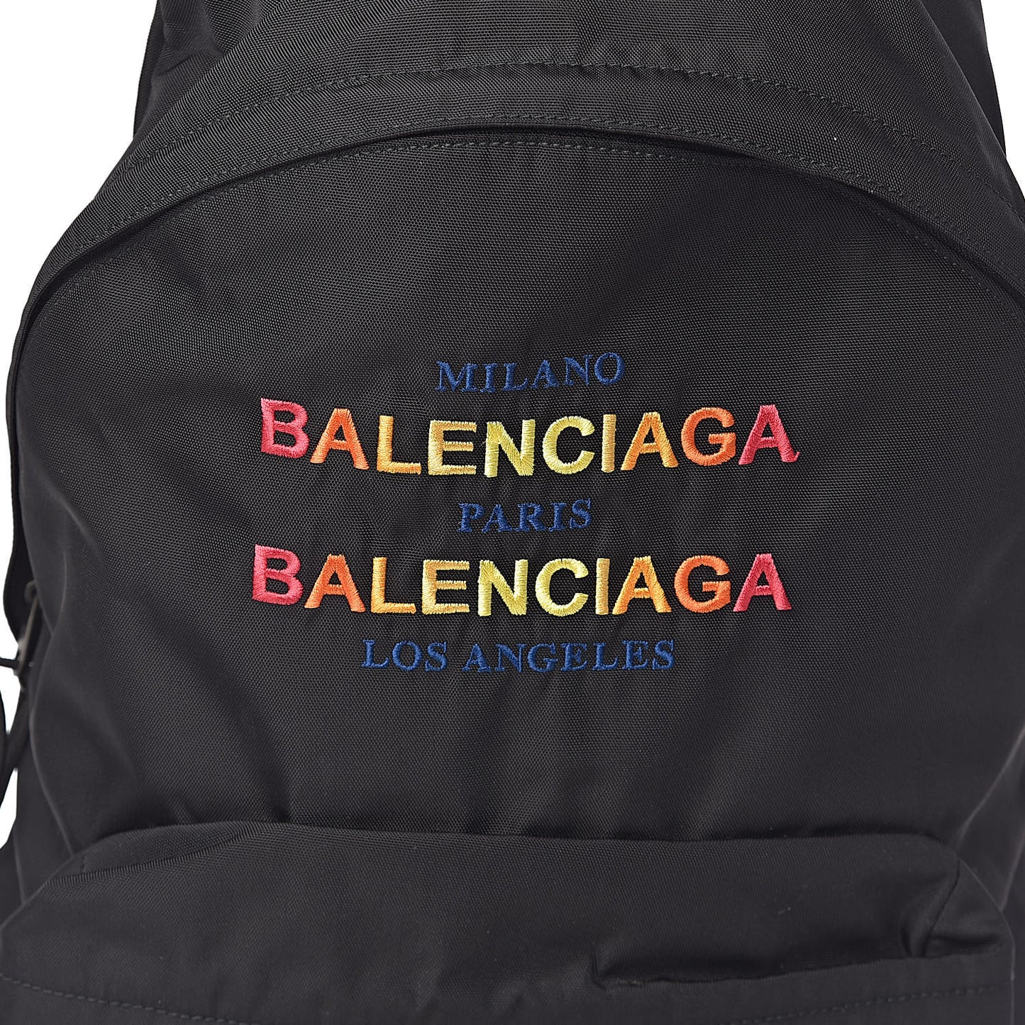 Nylon Milano Paris LA Embroidered Explorer Backpack Black