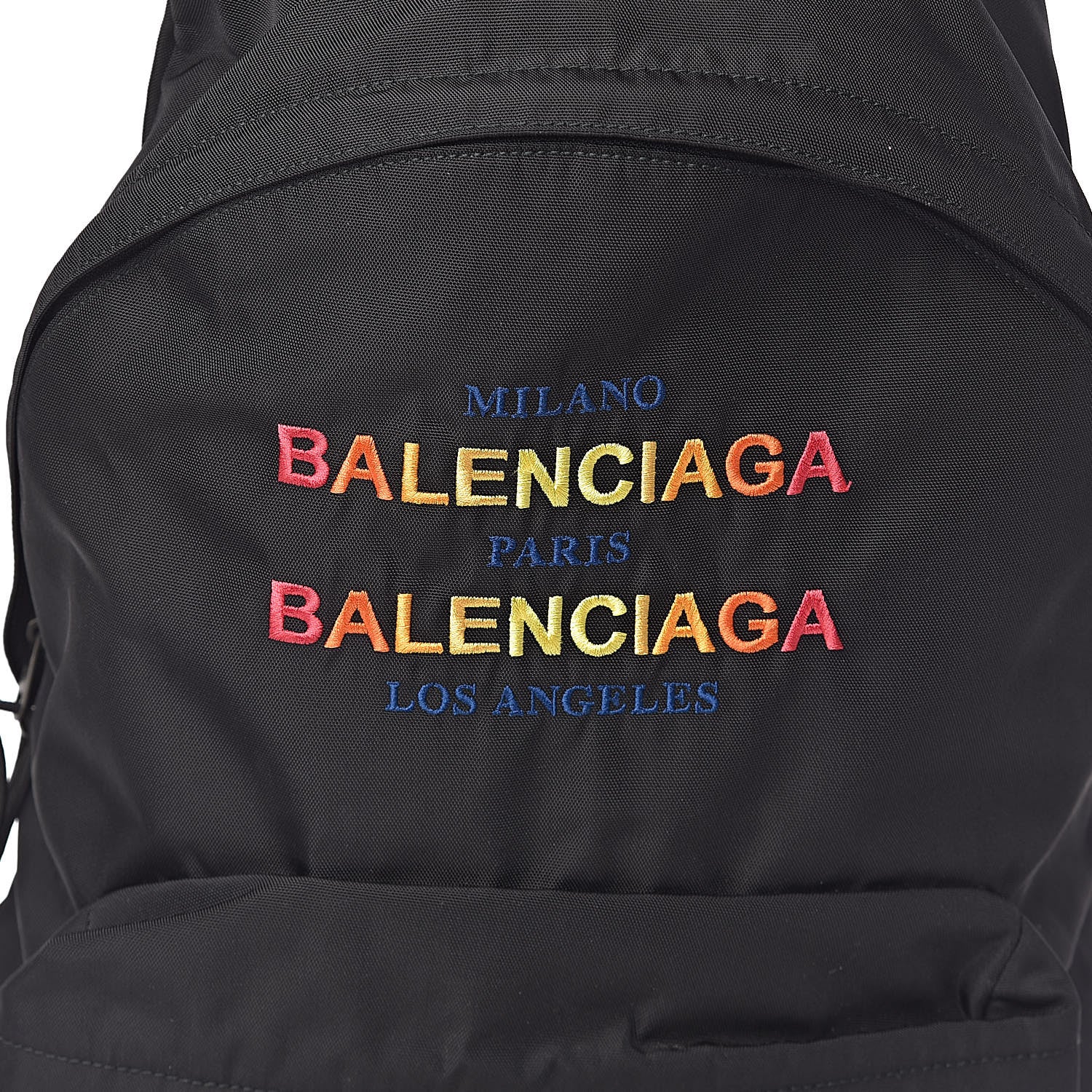 Balenciaga Nylon Milano Paris LA Embroidered Explorer Backpack Black 10 of 10