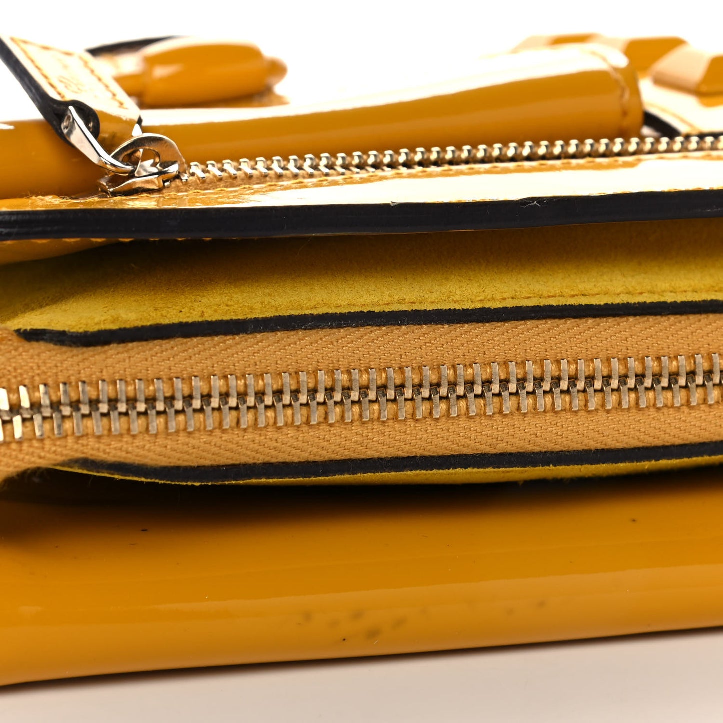 Patent Studded Wristlet Yellow