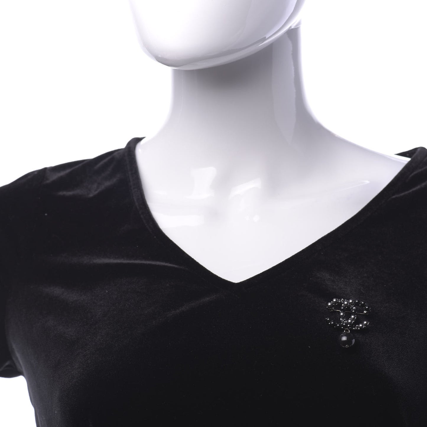 Pearl Beaded Drop Brooch Black