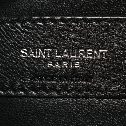 Saint Laurent Calfskin Crocodile Embossed West Hollywood Monogram Fold Over Clutch Black 6 of 8