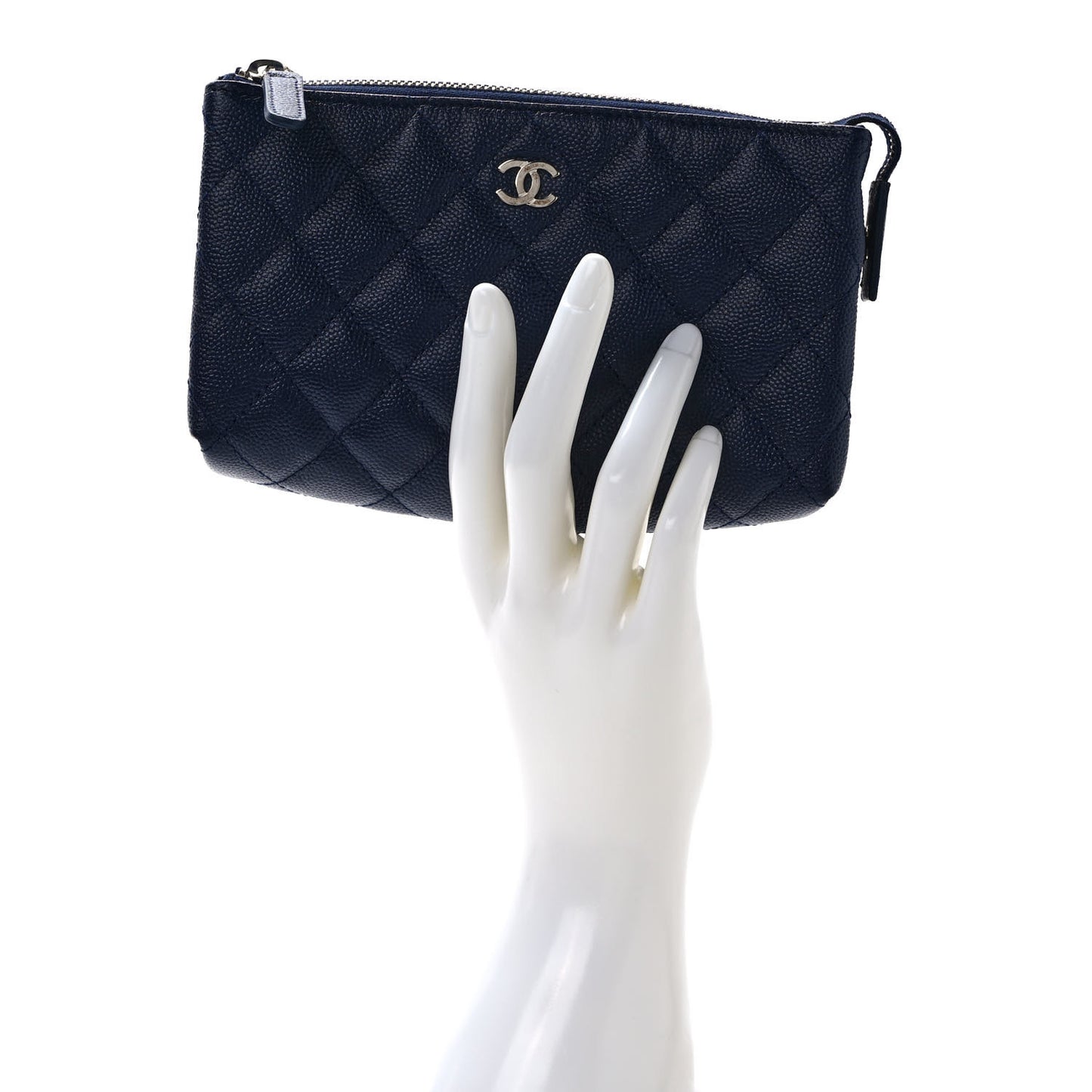 Caviar Quilted Cosmetic Case Navy