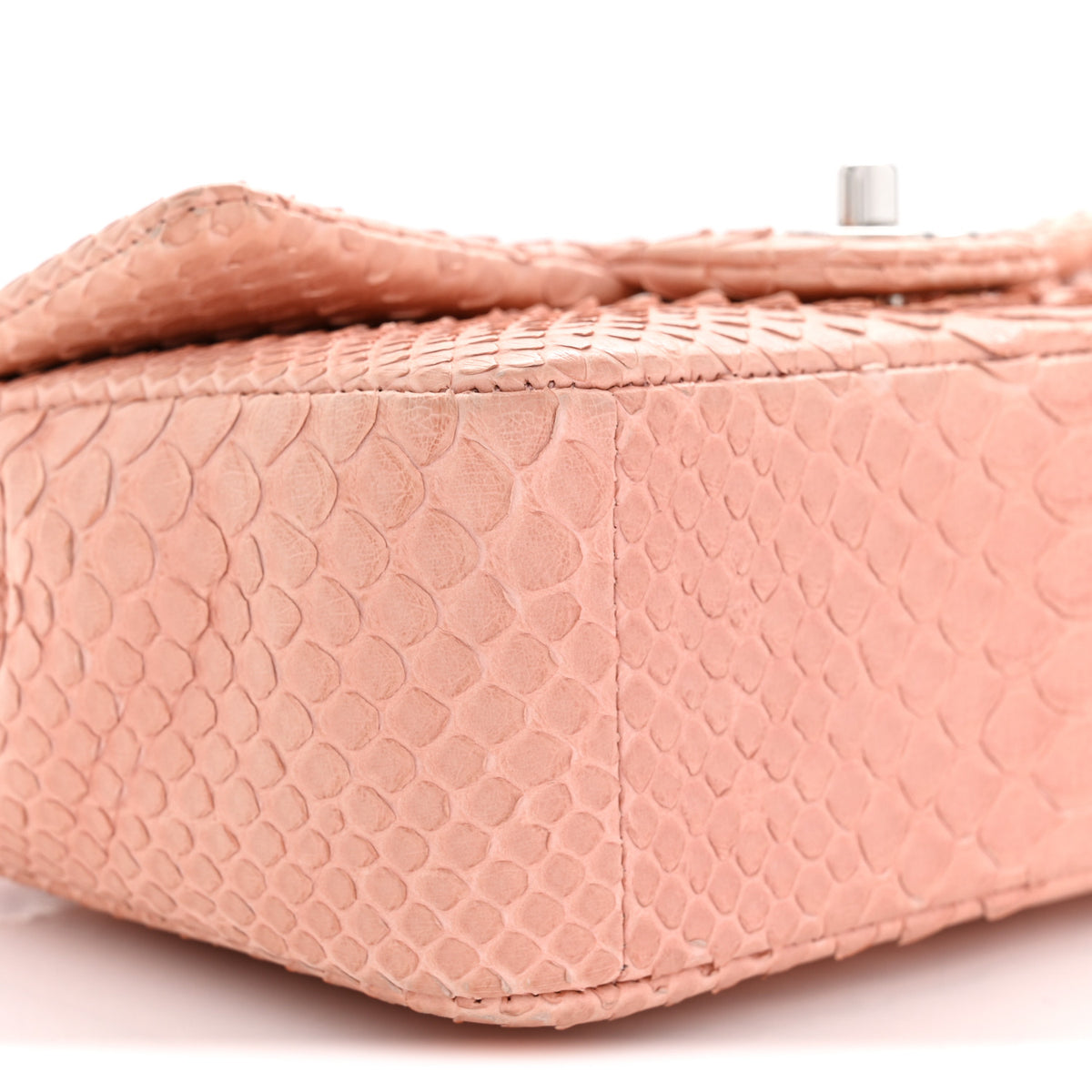 Snakeskin Mini Rectangular Flap Pink
